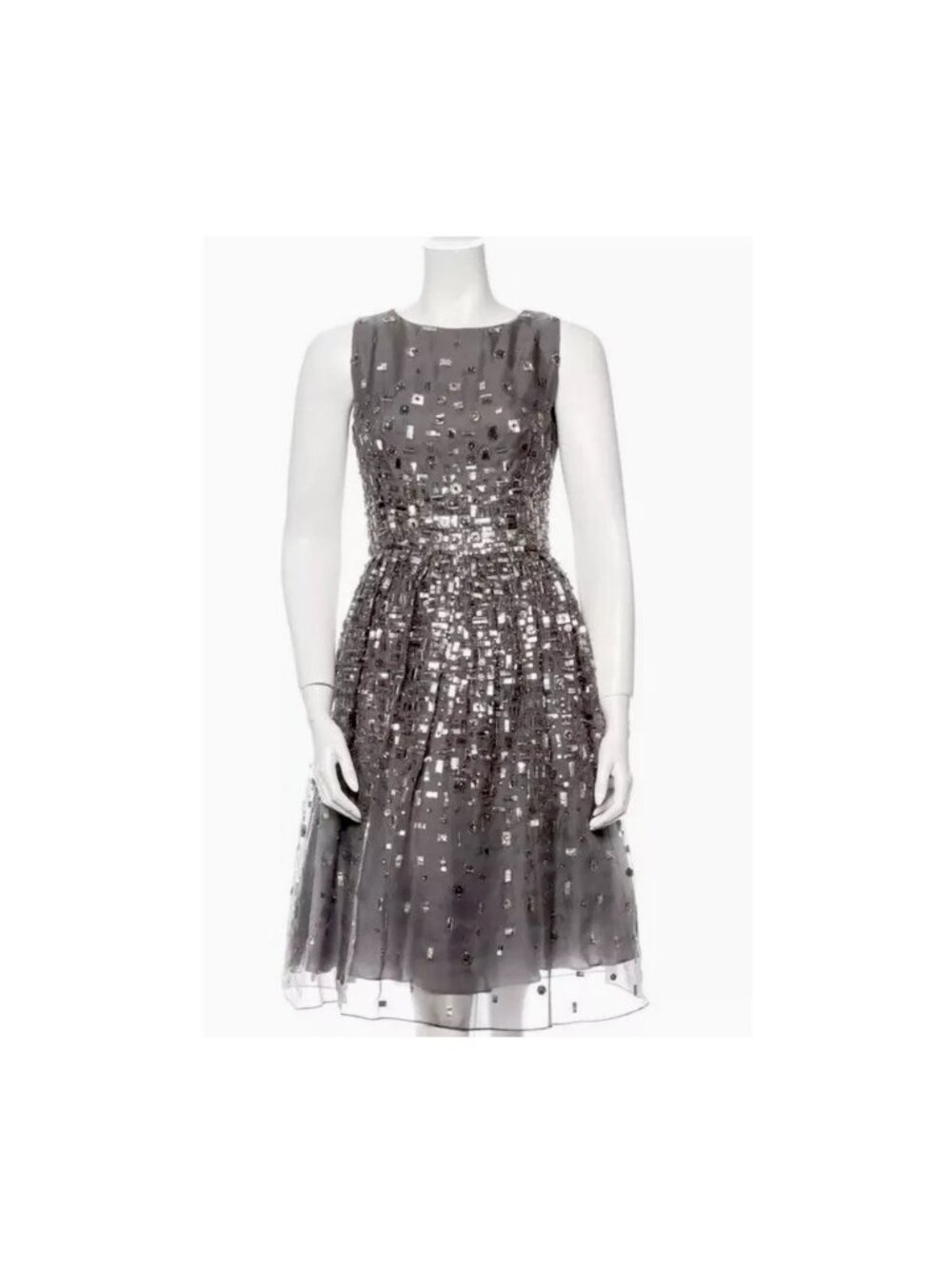 Bill Blass Metallic Silver Sequin Cocktail Dress Size Large Made in USA